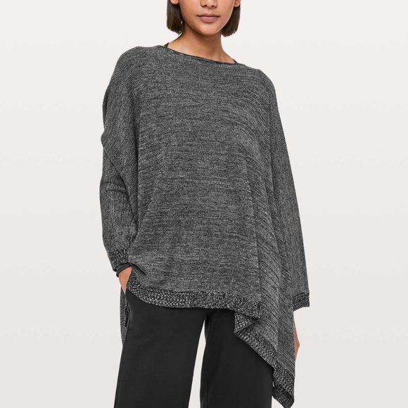 lululemon Sweaters - Lululemon Divinity Scarf Wrap Poncho Black Heathered Grey One Size OSFM H13605
